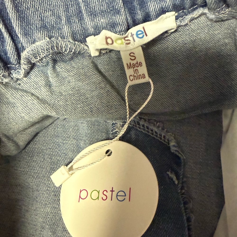Pastels Clothing Blue Denim Maxi Skirt with Floral Lace Panel - Picture 4 of 4
